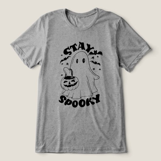 Blijf Spooky Ghost Tri-Blend Shirt (Design voorkant)