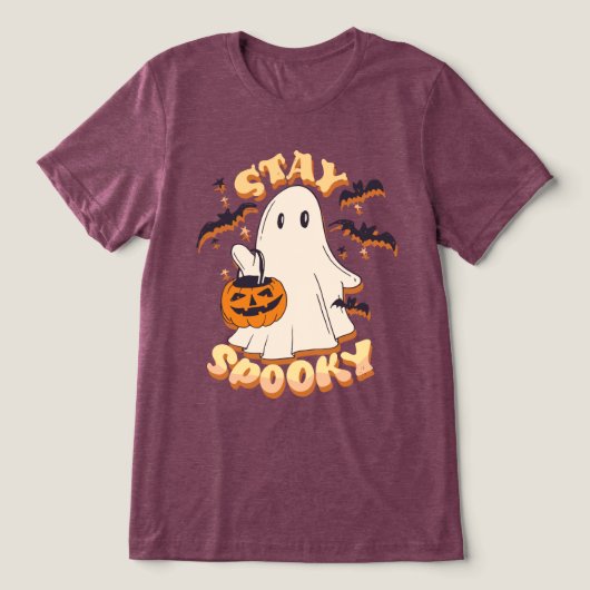 Blijf Spooky Ghost Tri-Blend Shirt (Design voorkant)