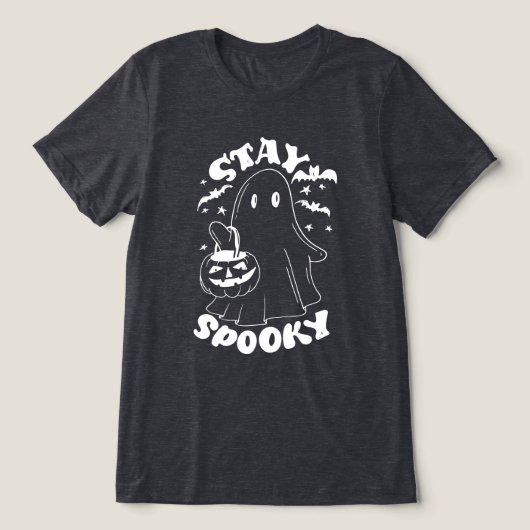 Blijf Spooky Ghost Tri-Blend Shirt (Design voorkant)