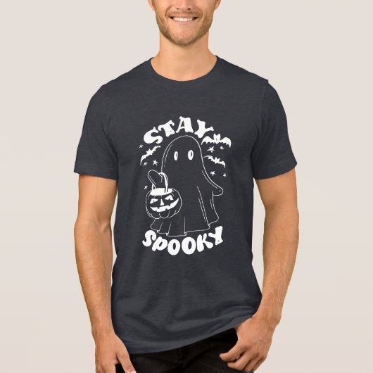 Blijf Spooky Ghost Tri-Blend Shirt (Voorkant)