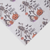 Blijf Spooky Graveyard Skelet Grijs Halloween Tissuepapier (Detail)