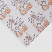 Blijf Spooky Graveyard Skelet Grijs Halloween Tissuepapier (Detail)
