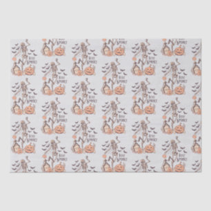 Blijf Spooky Graveyard Skelet Grijs Halloween Tissuepapier