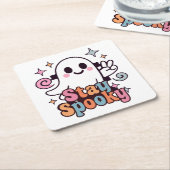 Blijf Spooky Groovy Ghost Retro Pastel Halloween Kartonnen Onderzetters (Schuin)