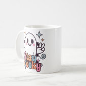 Blijf Spooky Groovy Ghost Retro Pastel Halloween Koffiemok (Voorkant links)
