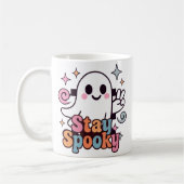 Blijf Spooky Groovy Ghost Retro Pastel Halloween Koffiemok (Links)