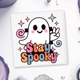 Blijf Spooky Groovy Ghost Retro Pastel Halloween Magneet