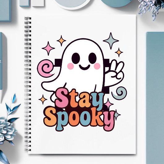 Blijf Spooky Groovy Ghost Retro Pastel Halloween Notitieboek