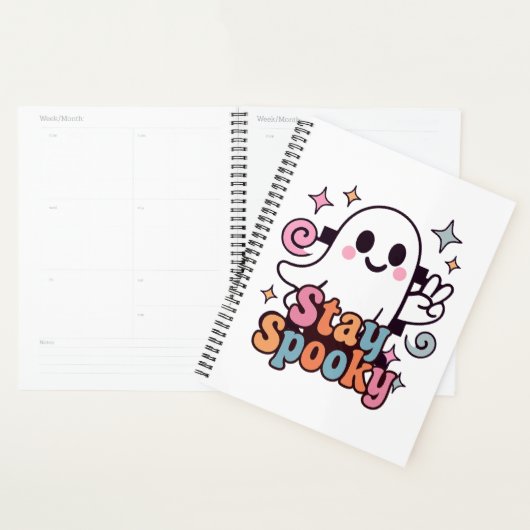 Blijf Spooky Groovy Ghost Retro Pastel Halloween Planner (Display)