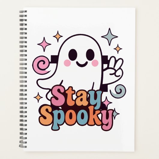 Blijf Spooky Groovy Ghost Retro Pastel Halloween Planner (Voorkant)