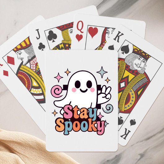 Blijf Spooky Groovy Ghost Retro Pastel Halloween Pokerkaarten