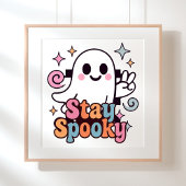 Blijf Spooky Groovy Ghost Retro Pastel Halloween Poster