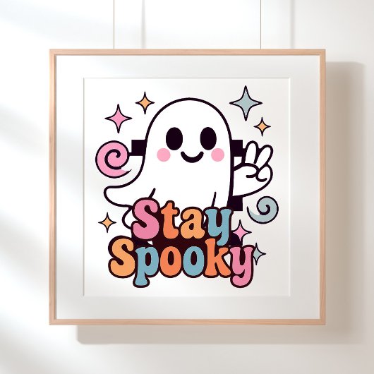 Blijf Spooky Groovy Ghost Retro Pastel Halloween Poster