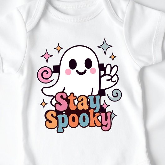 Blijf Spooky Groovy Ghost Retro Pastel Halloween Romper