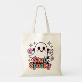 Blijf Spooky Groovy Ghost Retro Pastel Halloween Tote Bag (Achterkant)