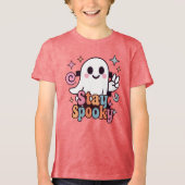 Blijf Spooky Groovy Ghost Retro Pastel Halloween Tri-Blend Shirt (Voorkant)