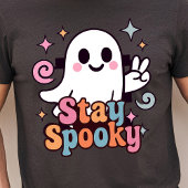 Blijf Spooky Groovy Ghost Retro Pastel Halloween Tri-Blend Shirt