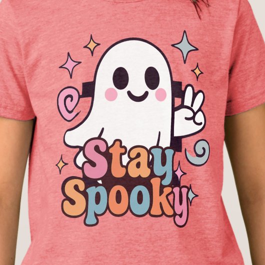 Blijf Spooky Groovy Ghost Retro Pastel Halloween Tri-Blend Shirt