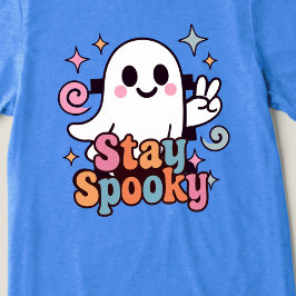 Blijf Spooky Groovy Ghost Retro Pastel Halloween Tri-Blend Shirt