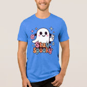 Blijf Spooky Groovy Ghost Retro Pastel Halloween Tri-Blend Shirt (Voorkant)