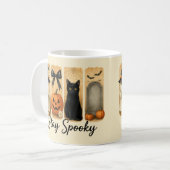 Blijf Spooky Halloween Brush Stroke Cat Koffiemok (Voorkant links)