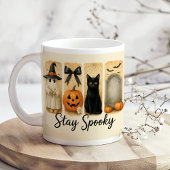 Blijf Spooky Halloween Brush Stroke Cat Koffiemok