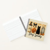 Blijf Spooky Halloween Brush Stroke Cat Notitieboek (Binnen)