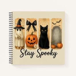 Blijf Spooky Halloween Brush Stroke Cat Notitieboek