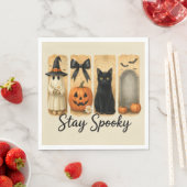 Blijf Spooky Halloween Brush Stroke Cat Servet (Insitu)