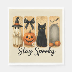 Blijf Spooky Halloween Brush Stroke Cat Servet