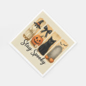 Blijf Spooky Halloween Brush Stroke Cat Servet (Hoek)