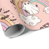 Blijf Spooky Halloween Ghost Pink Cadeaupapier (Rol Hoek)