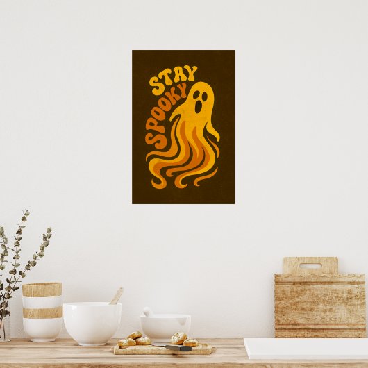 Blijf Spooky Halloween Ghost Poster (Keuken)