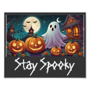 Blijf Spooky, Halloween Ghosts en Pumpkins Foto Afdruk