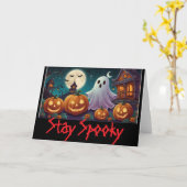 Blijf Spooky, Halloween Ghosts en Pumpkins Kaart (Gele Bloem)