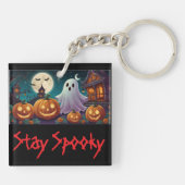 Blijf Spooky, Halloween Ghosts en Pumpkins Sleutelhanger (Achterkant)