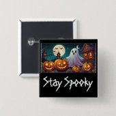 Blijf Spooky, Halloween Ghosts en Pumpkins Vierkante Button 5,1 Cm (Voorkant /achterkant)