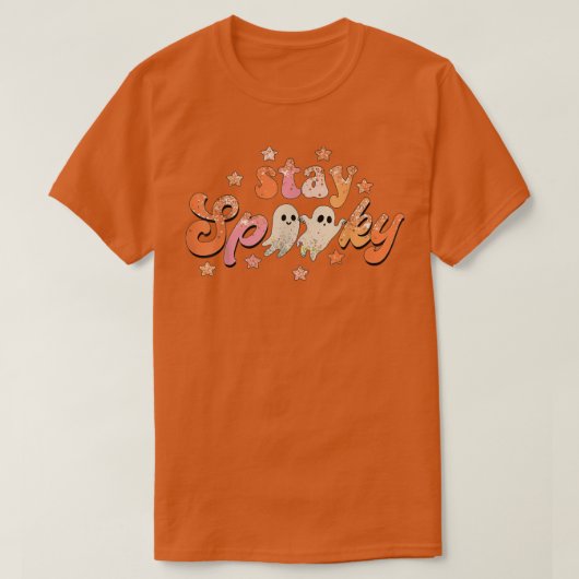 Blijf Spooky Halloween Groovy Floral Ghost Hippie  T-shirt (Design voorkant)