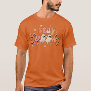 Blijf Spooky Halloween Groovy Floral Ghost Hippie  T-shirt