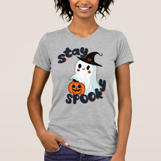 Blijf Spooky Halloween Leuke Ghost Spooky Seizoen T-shirt (Voorkant)
