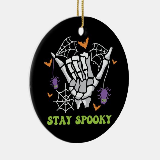 Blijf Spooky Halloween Skeleton Hand Keramisch Ornament (Rechts)