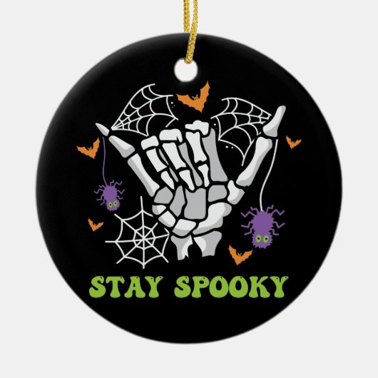 Blijf Spooky Halloween Skeleton Hand Keramisch Ornament (Voorkant)