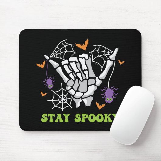 Blijf Spooky Halloween Skeleton Hand Muismat (Met muis)