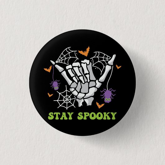 Blijf Spooky Halloween Skeleton Hand Ronde Button 3,2 Cm (Voorkant)