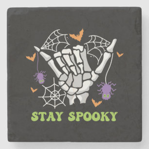 Blijf Spooky Halloween Skeleton Hand Stenen Onderzetter