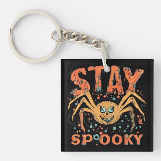 Blijf Spooky Halloween Spider Sleutelhanger (voorkant)