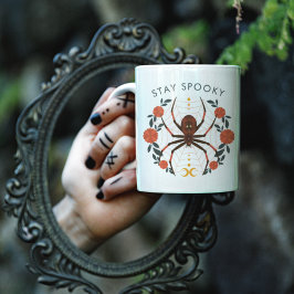 Blijf Spooky Halloween Spider Tweekleurige Koffiemok