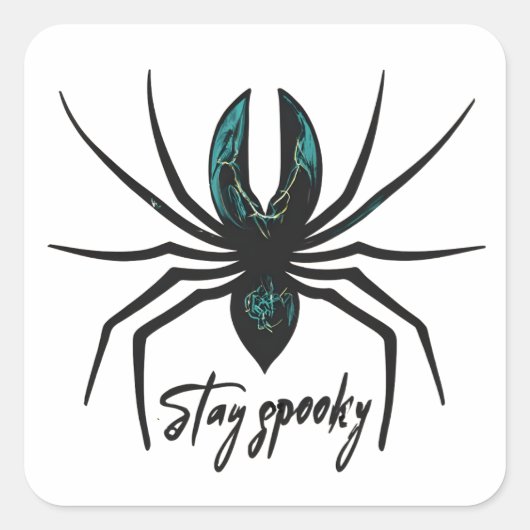 Blijf Spooky Halloween Spider Vierkante Sticker (Voorkant)