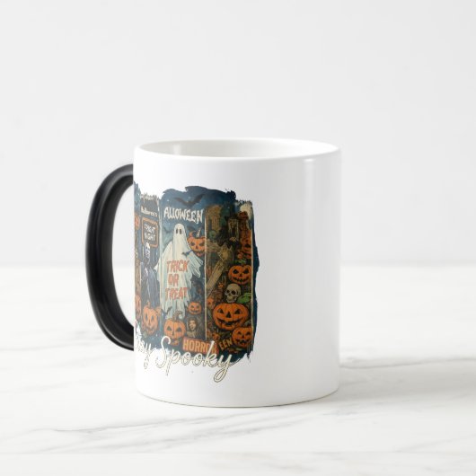 Blijf Spooky Horror Collage Magische Mok (Voorkant links)