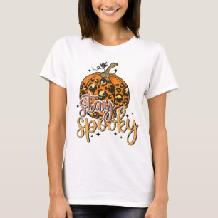 Blijf Spooky Leuk Dier Print Pompoen Halloween T-shirt